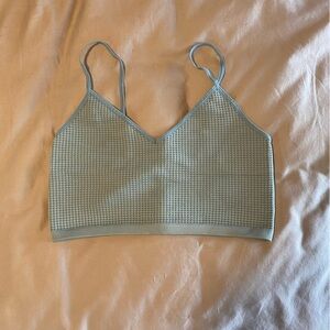Blue/green waffle knit bralette/crop top